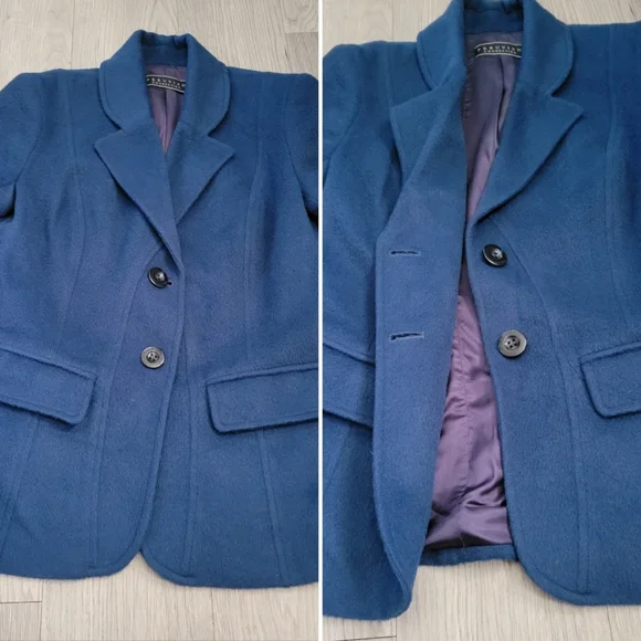 Peruvian Connection Baby Alpaca &  Wool Blend Navy Blue & Purple Blazer, Women 4 - Picture 11 of 16